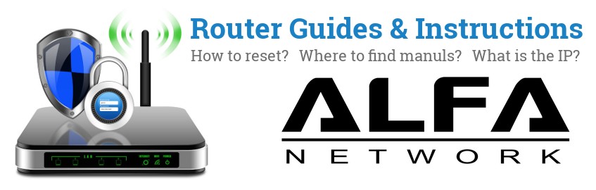Image of a ALFA Network router with 'Router Reset Instructions'-text and the ALFA Network logo